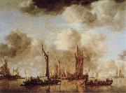 Jan van de Capelle Shipping Scene with a Dutch Yacht Firing a Salure Spain oil painting artist